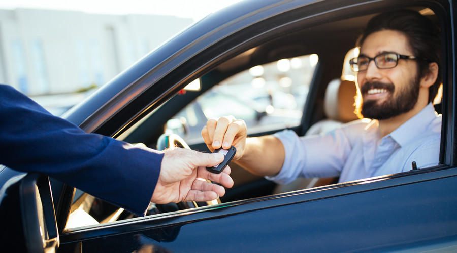 Young Male in New Car