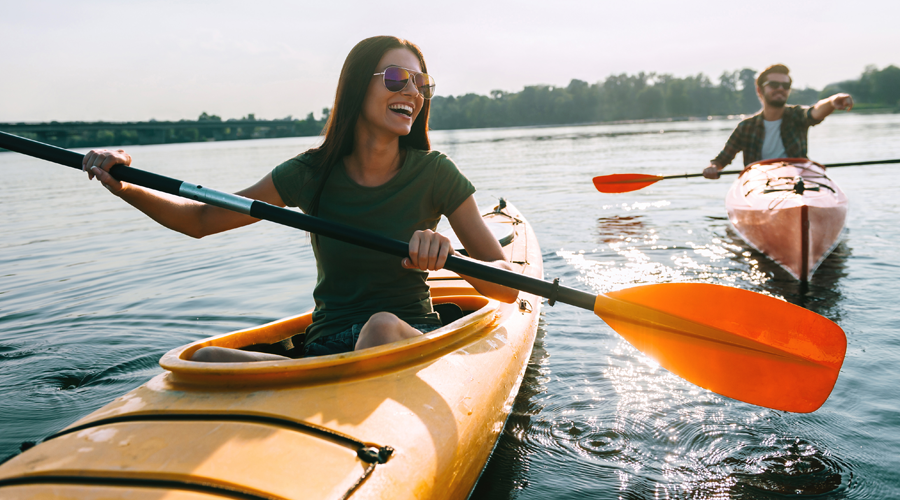 Young couple kayaking
