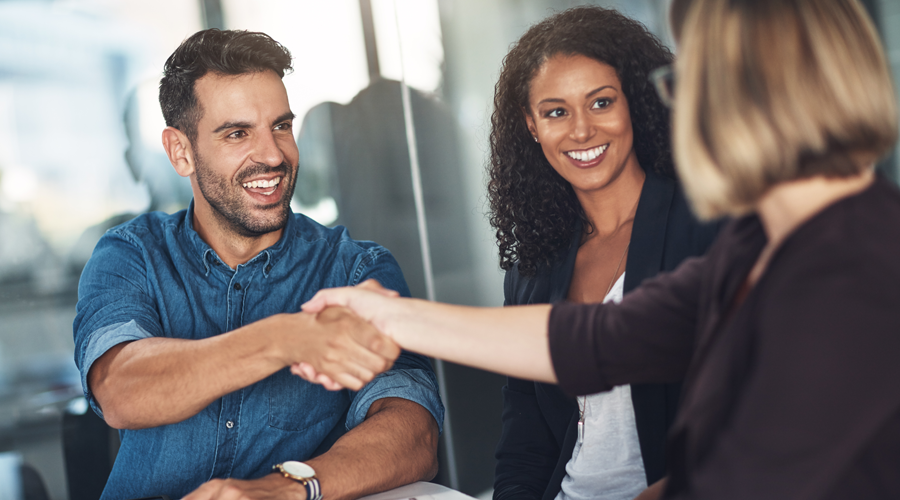 Man and Woman Handshaking